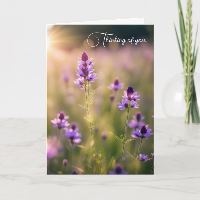 Sunrise Morning In Wildflower Field Card (Front)