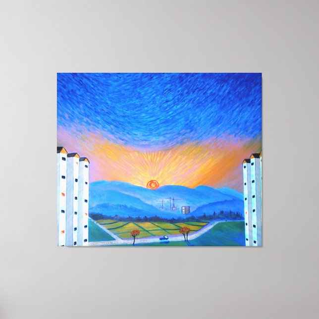 Sunrise Morning Korean Countryside Canvas Print (Front)