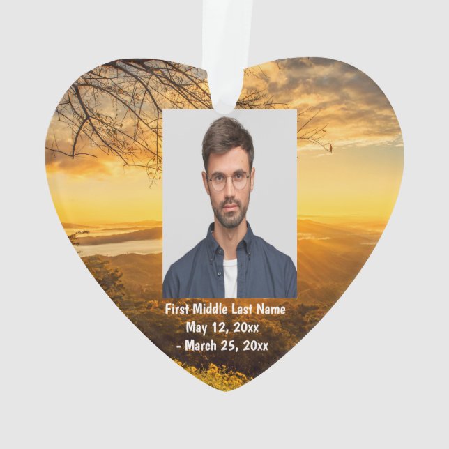 Sunrise Morning Sunshine Dated Photo Custom Ornament (Back)