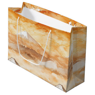 Sunrise Mount Fuji Watercolor Orange Landscape Large Gift Bag
