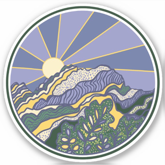 Sunrise Mountains Sticker (Front)