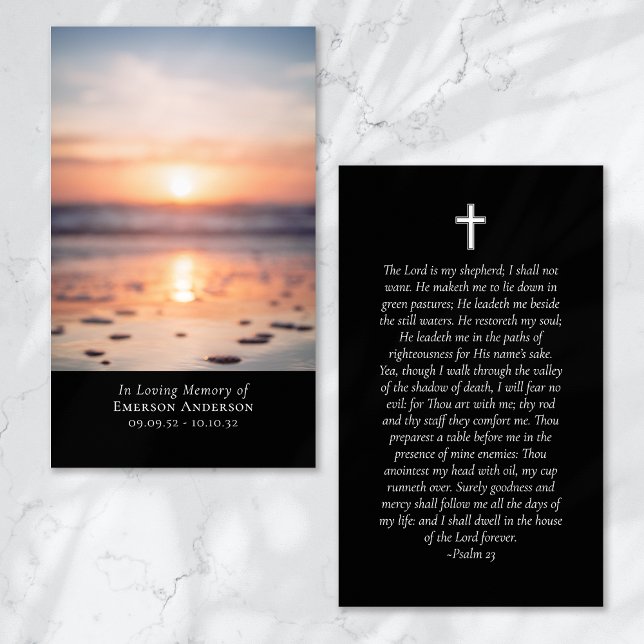 Sunrise Ocean Photo Cross Memorial Prayer Card (Creator Uploaded)