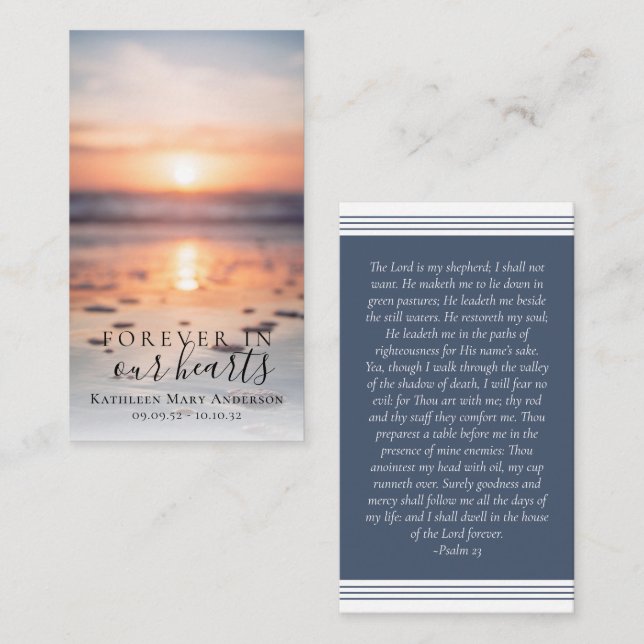 Sunrise Ocean Photo Memorial Prayer Card (Front/Back)