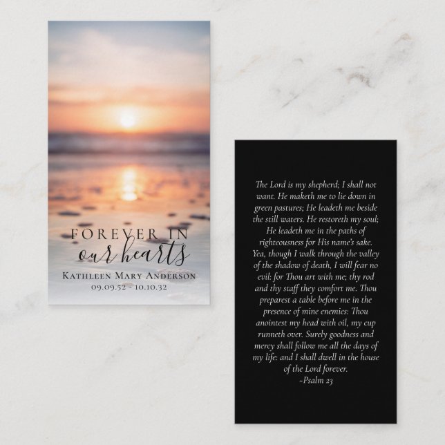 Sunrise Ocean Photo Memorial Prayer Card (Front/Back)
