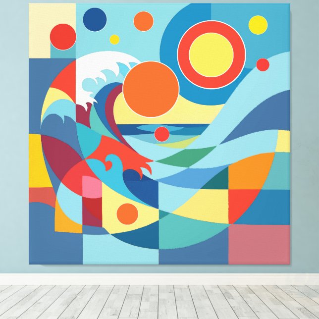Sunrise Ocean Wave Canvas Print (Insitu(Wood Floor))
