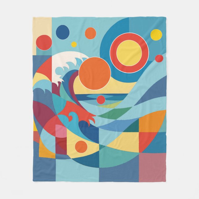 Sunrise Ocean Wave Fleece Blanket (Front)