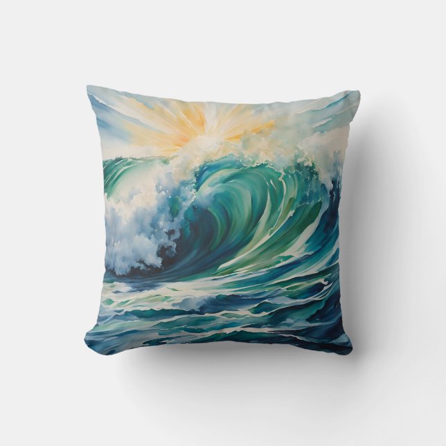 Sunrise Ocean Waves Beach  Cushion (Front)