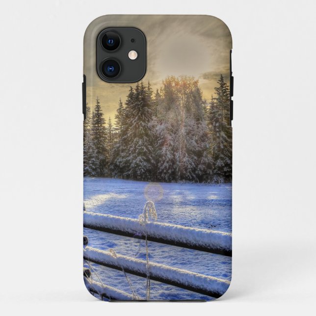 Sunrise on a Winter Pasture in Snow Case-Mate iPhone Case (Back)