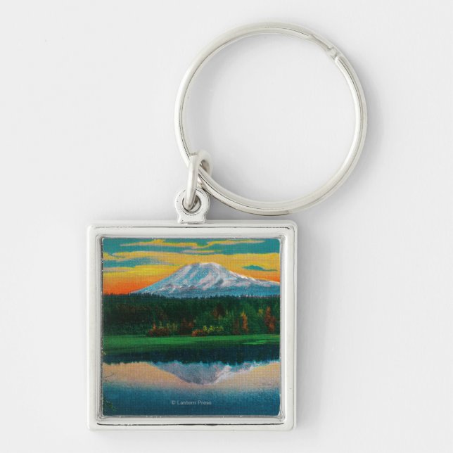 Sunrise on Mount Adams from Trout Lake, WA Key Ring (Front)