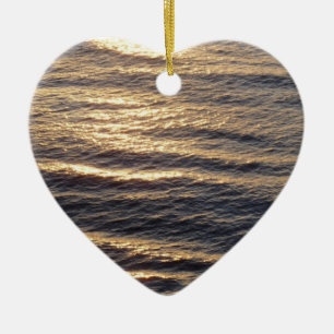 Sunrise on Ocean Waters Blue Abstract Photography Ceramic Tree Decoration