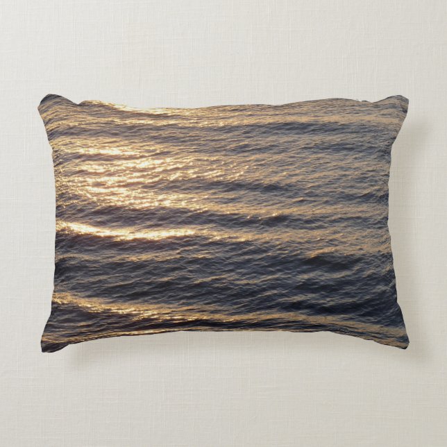 Sunrise on Ocean Waters Calming Photography Decorative Cushion (Front)