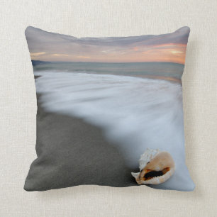 Sunrise On The Beach And A Shell Cushion