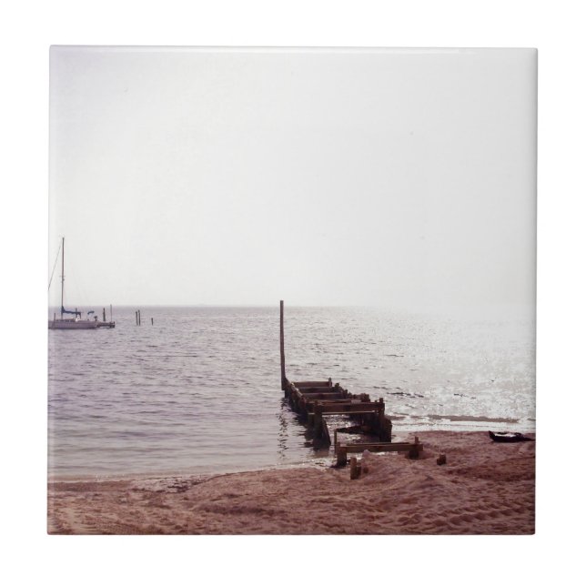 sunrise on the beach photograph tile (Front)