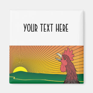 Sunrise on the chicken farm: Crowing rooster Magnet