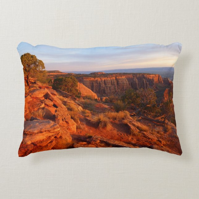 Sunrise on the Grand View Trail at CO Monument Decorative Cushion (Front)