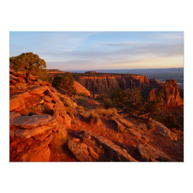 Sunrise on the Grand View Trail at CO Monument Poster (Front)
