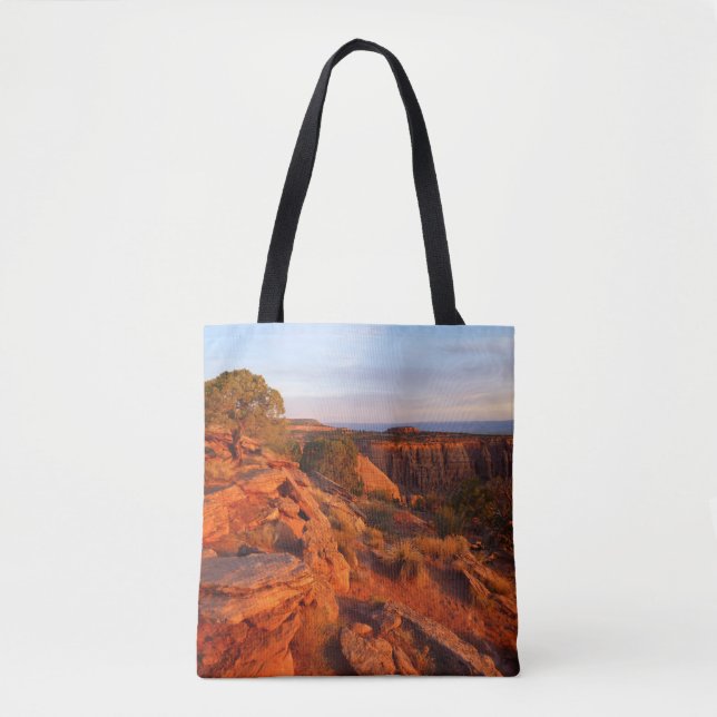 Sunrise on the Grand View Trail at CO Monument Tote Bag (Front)