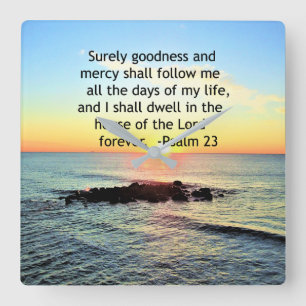 SUNRISE ON THE OCEAN 23RD PSALM PHOTO SQUARE WALL CLOCK