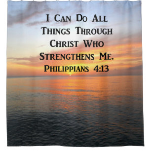 SUNRISE ON THE OCEANS PHILIPPIANS 4:13 SCRIPTURE SHOWER CURTAIN