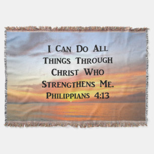 SUNRISE ON THE OCEANS PHILIPPIANS 4:13 SCRIPTURE THROW BLANKET