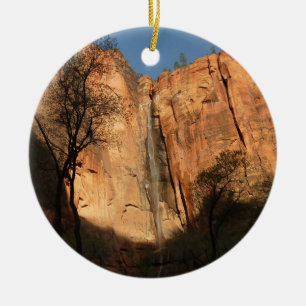 Sunrise on the Riverside Walk Trail at Zion Ceramic Tree Decoration