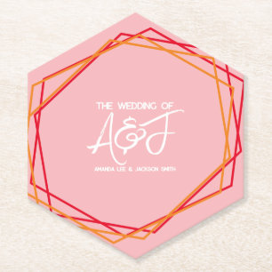 Sunrise Orange Pink Bright Rose Pink Red Wedding   Paper Coaster