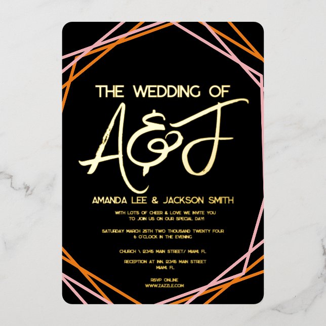 Sunrise Orange Pink Bright Wedding  (Front)