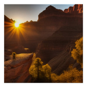 Sunrise Over a Canyon Glossy Poster