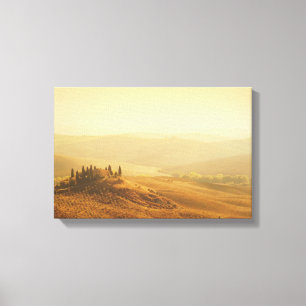Sunrise over a landscape in Tuscany canvas Print