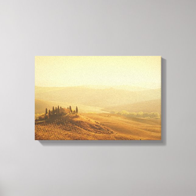 Sunrise over a landscape in Tuscany canvas Print (Front)