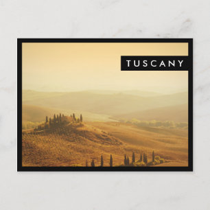 Sunrise over a landscape in Tuscany edge postcard