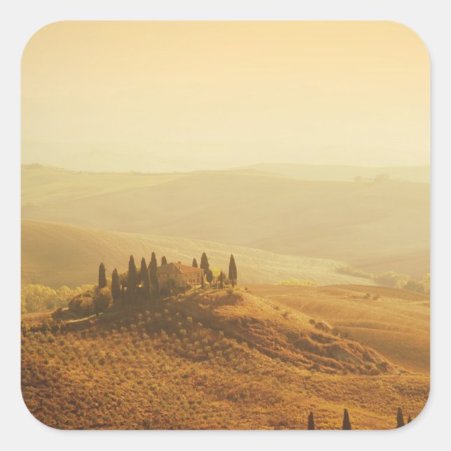Sunrise over a landscape in Tuscany sticker (Front)