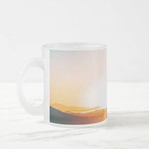 sunrise over a mountain frosted glass coffee mug