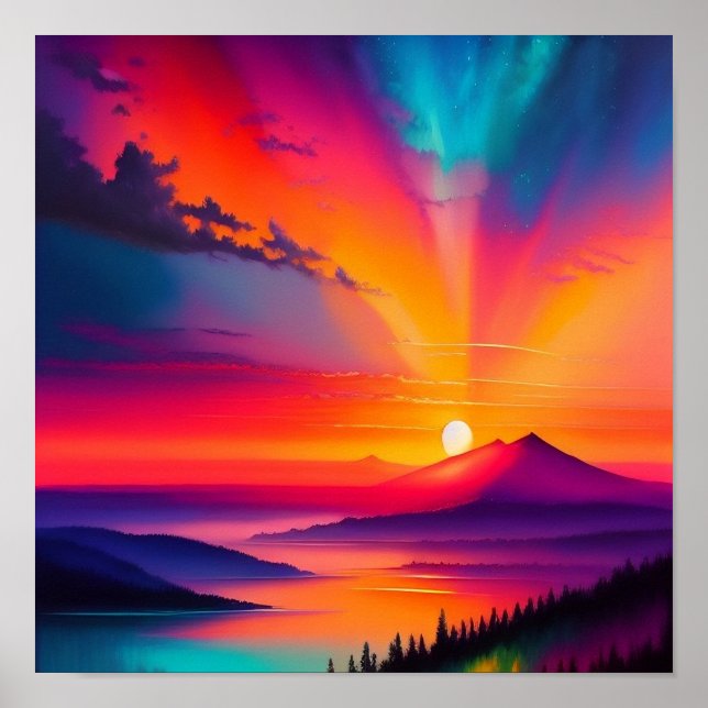 Sunrise Over a Mountain Poster (Front)