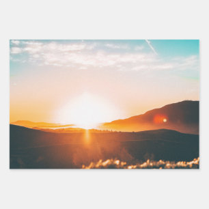sunrise over a mountain wrapping paper sheet