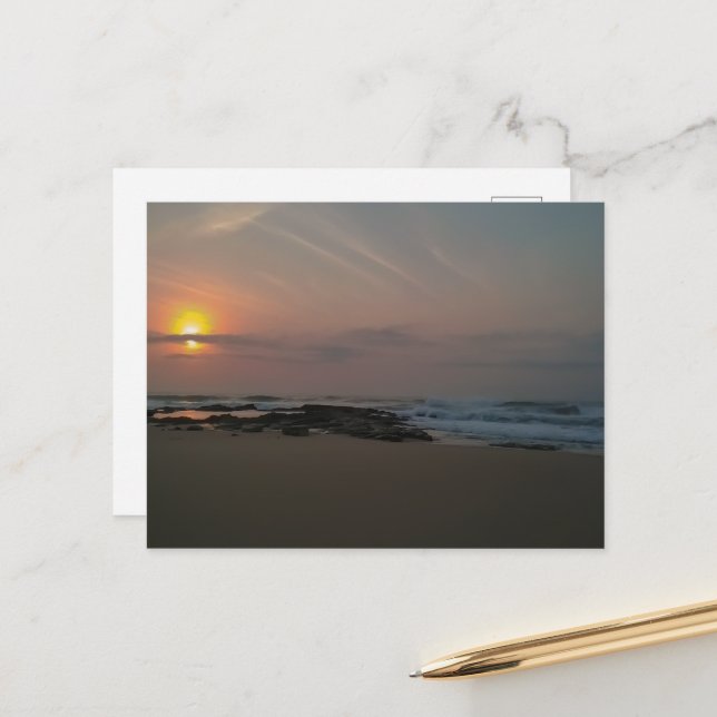 Sunrise over a rockpool at the seaside postcard (Front/Back In Situ)
