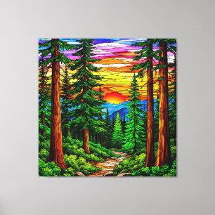 Sunrise Over a Tranquil Forest Landscape Canvas Print