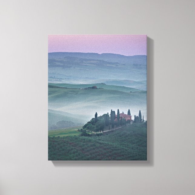 Sunrise over a Tuscany landscape vertical canvas Print (Front)
