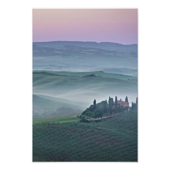 Sunrise over a Tuscany landscape vertical photo (Front)