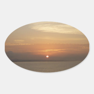 Sunrise over Aruba II Caribbean Seascape Oval Sticker