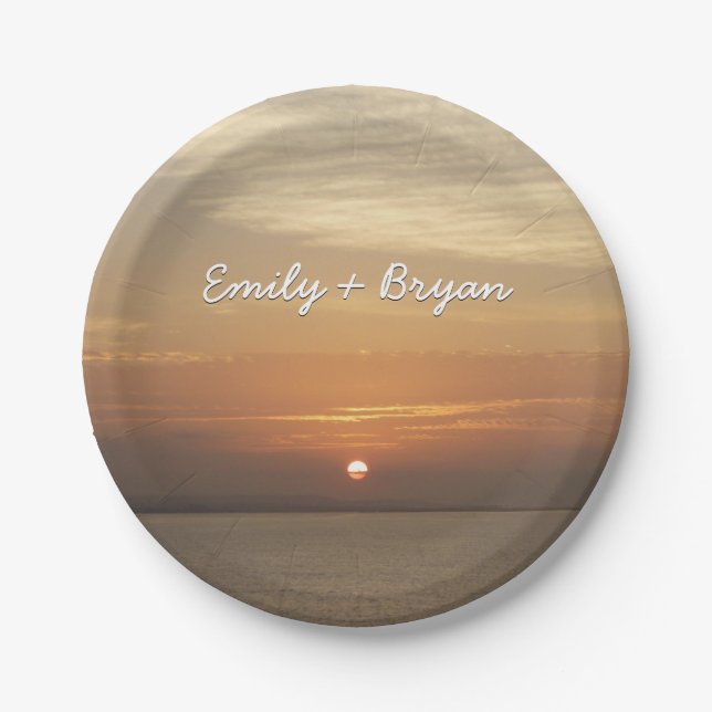 Sunrise over Aruba II Caribbean Seascape Paper Plate (Front)