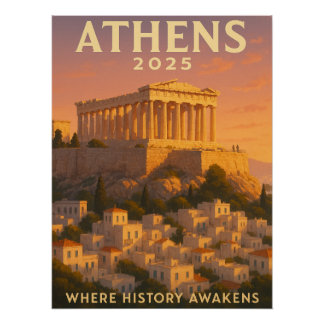Sunrise Over Athens Greek Poster