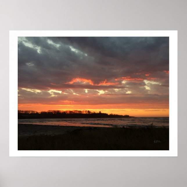 Sunrise over beach coastline of Maine Poster (Front)