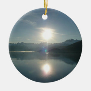 Sunrise over College Fjord Alaska Photography Ceramic Tree Decoration