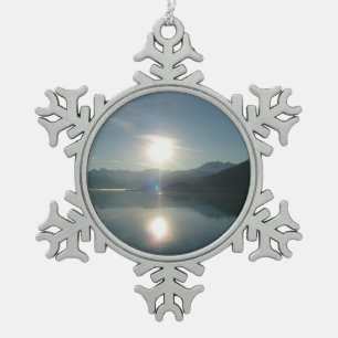 Sunrise over College Fjord Alaska Photography Snowflake Pewter Christmas Ornament
