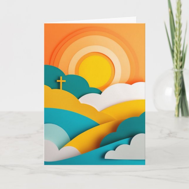 Sunrise Over Cut-Paper Hills Card (Front)