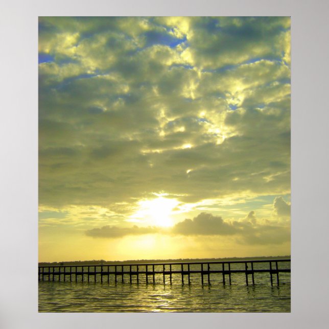 Sunrise over dock poster (Front)