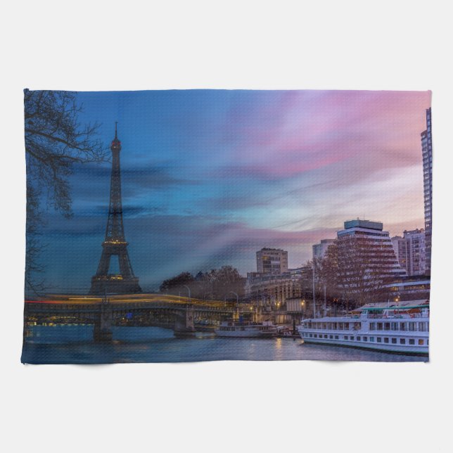 Sunrise over Eiffel tower - Paris, France, Europe Tea Towel (Horizontal)