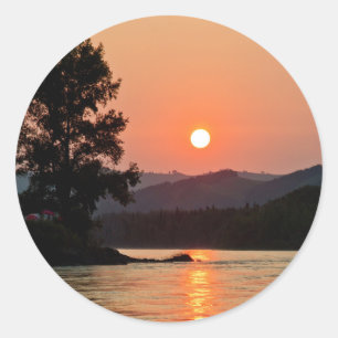 Sunrise Over Katun River Classic Round Sticker