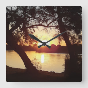 Sunrise over La Grande Motte - France Square Wall Clock
